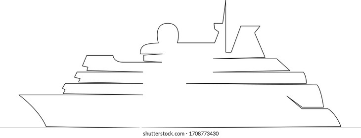 One continuous drawing line seagoing vessel, boat, ship .Single hand drawn art line doodle outline isolated minimal  illustration cartoon character flat