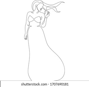 One Continuous Drawing Line Young Woman Stock Vector (Royalty Free ...