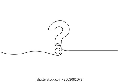 One continuous drawing of a question mark, Question mark one line art, hand drawn asking sign, Question Mark continuous line one line drawing isolated vector illustration