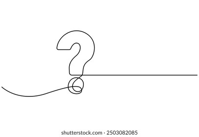 Un dibujo continuo de un signo de interrogación, Signo de interrogación una línea de arte, Dibujado a mano signo de interrogación, Signo de interrogación línea continua una línea de dibujo Ilustración vectorial aislada