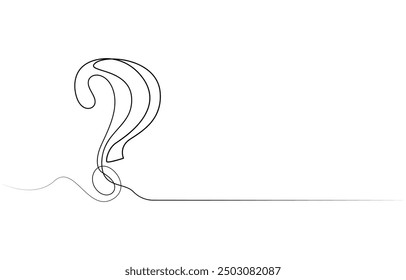 One continuous drawing of a question mark, Question mark one line art, hand drawn asking sign, Question Mark continuous line one line drawing isolated vector illustration