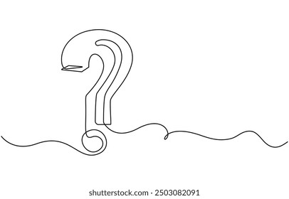 One continuous drawing of a question mark, Question mark one line art, hand drawn asking sign, Question Mark continuous line one line drawing isolated vector illustration