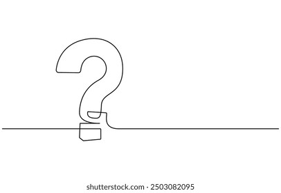 One continuous drawing of a question mark, Question mark one line art, hand drawn asking sign, Question Mark continuous line one line drawing isolated vector illustration