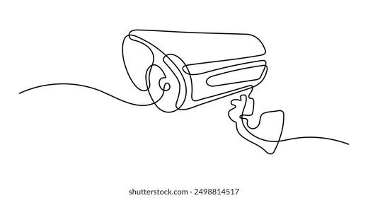 One continuous drawing of a video surveillance system with a rectangular shape and the improvement of security systems. One line draw graphic design vector illustration. CCTV 