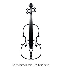 Un dibujo continuo de un violín. instrumentos musicales de cuerda. Ilustración de vector