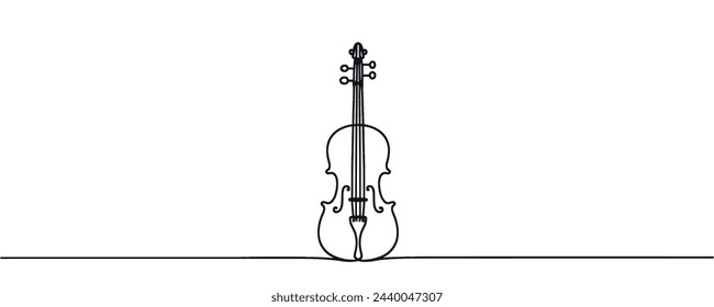 One continuous drawing of a violin. stringed musical instruments. Vector illustration