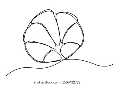 one continuous drawn croissant line drawn from the hand picture silhouette. Line art. croissant baked puff pastry