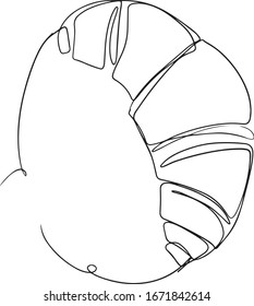 one continuous drawn croissant one line drawn from the hand picture silhouette. Line art. croissant baked puff pastry. Continuous one line drawing. Croissant icon badge bakery. Linear style.