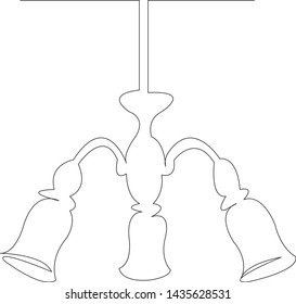 one continuous drawn line art doodle lamp, object, symbol, white, light, chandelier. isolated image hand-drawn outline on white background.