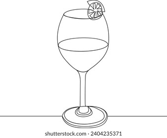 one continuous drawn line art of a glass drawn from the hand a picture of the silhouette drawing isolated on white background