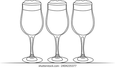 eine durchlaufene, gezeichnete Linie aus einem Glas, das von der Hand ein Bild der Silhouette zeichnet, einzeln auf weißem Hintergrund