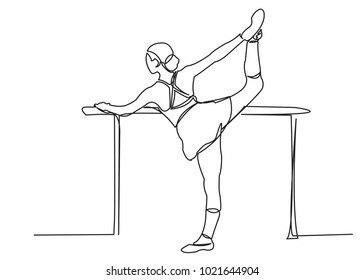 one continuous drawn line of choreography training drawn from the hand a picture of the silhouette. Line art. the character of the girl shansovshchitsy trainer at the stonka