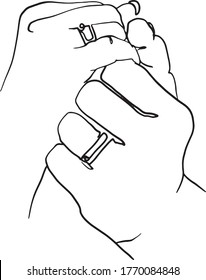 One continuous drawn line love marriage. Save the date. Couple line vector illustration. Love print. 