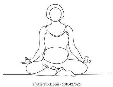 one continuous drawn line of pregnancy painted by hand silhouette picture. Line art. character woman pregnant woman pregnancy and sports