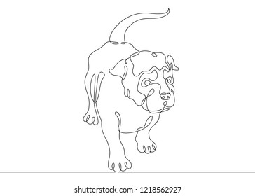 One continuous drawn single art line doodle sketch character pretty little cute puppy
