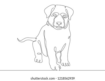 One continuous drawn single art line doodle sketch character pretty little cute puppy
