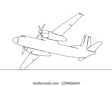 One continuous drawn single art  line  doodle  drawing  sketch cargo transport aircraft,airplane,plane. Concept of global container transport, logistics of export and import of international transport