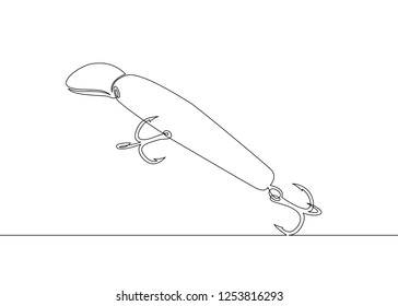 One continuous drawn single art  line  doodle  drawing  sketch spoons, wobbler, popper, crank
