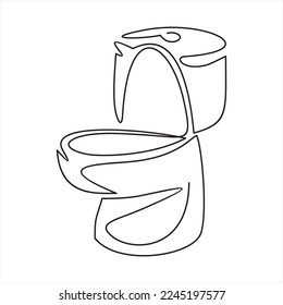 One continuous drawn single art line doodle sketch toilet