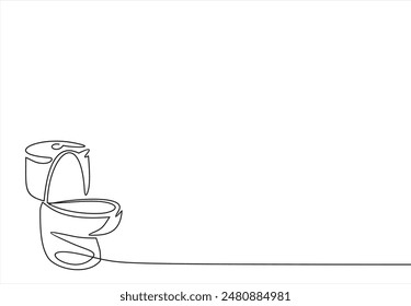 One continuous drawn single art line doodle sketch toilet	