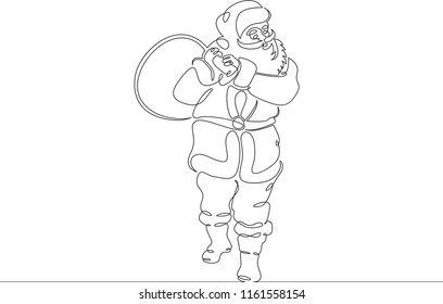 One continuous drawn a single line Doodle character Santa Claus. Concept line art holiday for Christmas and New Year. Silhouette of Santa Claus.