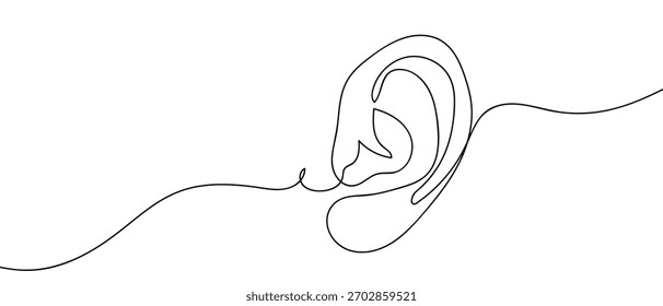 Un oído continuo Diseño lineal minimalista.