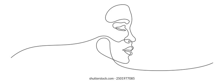 One continuous editable line drawing of woman face vector illustration. Editable stroke