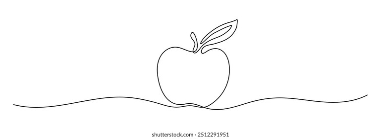 One continuous editable line drawing of apple  vector illustration. Editable stroke