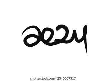 one continuous line 2024 on a white background