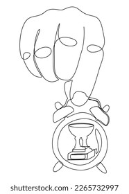 One continuous line of alarm clock with Award Prize. Thin Line Illustration vector concept. Contour Drawing Creative ideas.