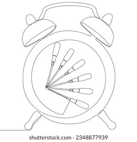 Una línea de alarma continua con destornillador. Concepto vectorial de Ilustración de líneas delgadas. Contour Drawing Ideas Creativas.