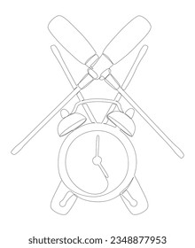 One continuous line of alarm clock with Screwdriver. Thin Line Illustration vector concept. Contour Drawing Creative ideas.