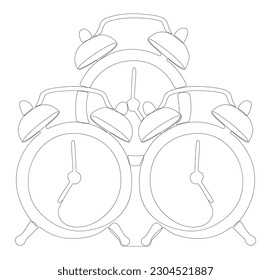 Una línea continua de bloques de alarma. Concepto de reloj vectorial de Ilustración delgada de línea. Contour Drawing Ideas Creativas.