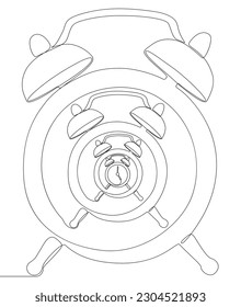 Una línea continua de bloques de alarma. Concepto de reloj vectorial de Ilustración delgada de línea. Contour Drawing Ideas Creativas.