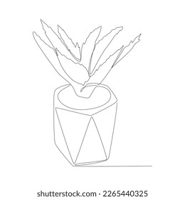 One continuous line of Aloe Vera. Thin Line Illustration vector concept. Contour Drawing Creative ideas.