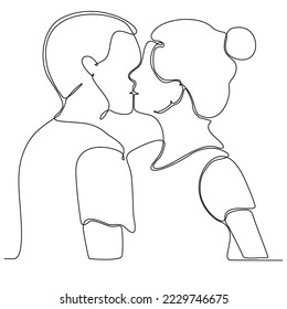 
one continuous line art drawing of valentine couple kissing together minimalistic style vector illustration