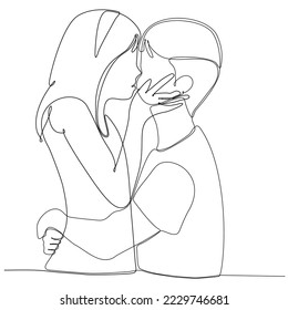
one continuous line art drawing of valentine couple kissing together minimalistic style vector illustration