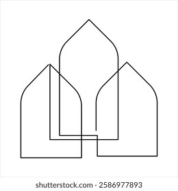 One continuous Line art drawing of Mosque vector illustration