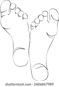 One continuous line art drawing flat illustration foot, leg, skin, smooth, treatment, health, barefoot, care. Isolated image hand draw outline on white background