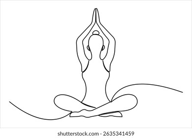 Um desenho de arte de linha contínua de fazer exercício em ioga pose ilustração vetor contorno

