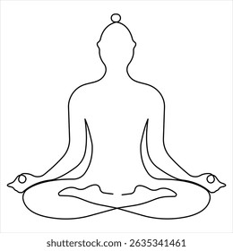 Um desenho de arte de linha contínua de fazer exercício em ioga pose ilustração vetor contorno
