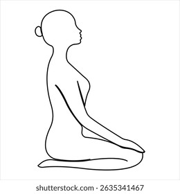 Um desenho de arte de linha contínua de fazer exercício em ioga pose ilustração vetor contorno
