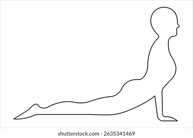 Um desenho de arte de linha contínua de fazer exercício em ioga pose ilustração vetor contorno

