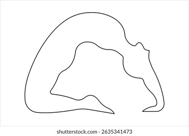 One continuous line art drawing of doing exercise in yoga pose outline vector illustration
