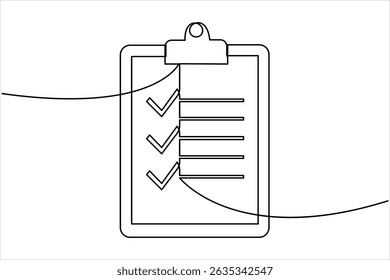 Un dibujo de arte de línea continua de Portapapeles con Vector de diseño de lista de verificación
