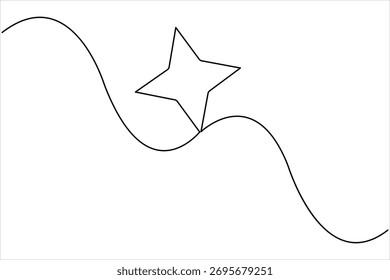 One continuous line art drawing of star design on white background. vector illustration black thin line of star icon