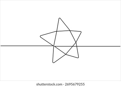 Un dibujo de arte de línea continua de diseño de estrella sobre fondo blanco. Ilustración vectorial línea delgada negra de icono de estrella