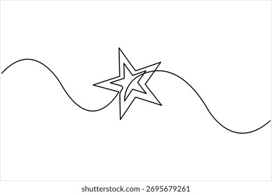 Um desenho de arte de linha contínua do projeto da estrela no fundo branco. ilustração vetorial linha fina preta do ícone da estrela