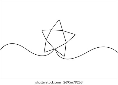 Un dibujo de arte de línea continua de diseño de estrella sobre fondo blanco. Ilustración vectorial línea delgada negra de icono de estrella