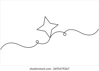 Un dibujo de arte de línea continua de diseño de estrella sobre fondo blanco. Ilustración vectorial línea delgada negra de icono de estrella
